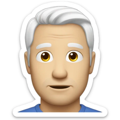 Insecure european guy with white hair wearing a shirt sticker