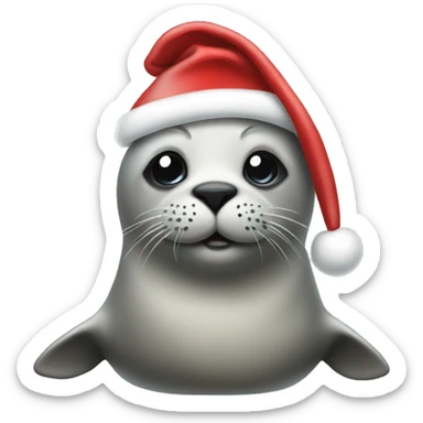 seal with santa hat on sticker
