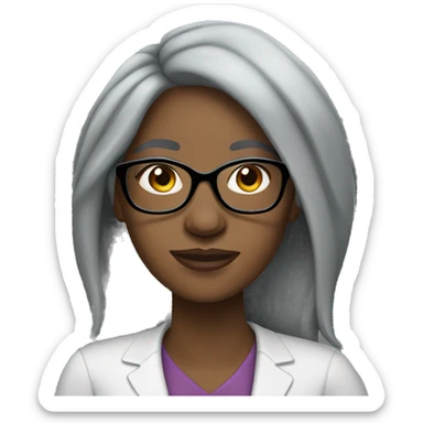 African American woman with glasses and long grey hair sticker