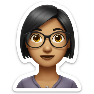 A girl with black hair wearing a glasses with short hair and looks like north eastern indian  sticker