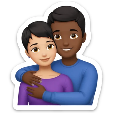 Hot latino man hugging girl black hair pixie cut sticker