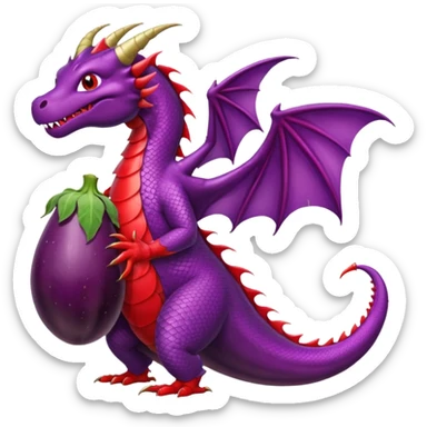 red dragon holding eggplant  sticker