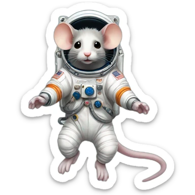 astronaut rat levitating sticker
