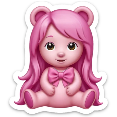 gummy bear with long hair and a hairbow sticker