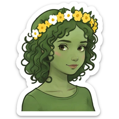Brunette curly girl sticker