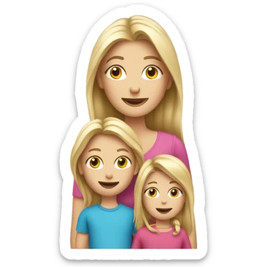 Long blonde hair mum with son and daughter  sticker
