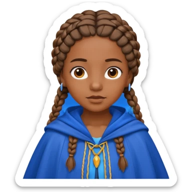 brown skin girl with braided hair, wearing blue cloak sticker