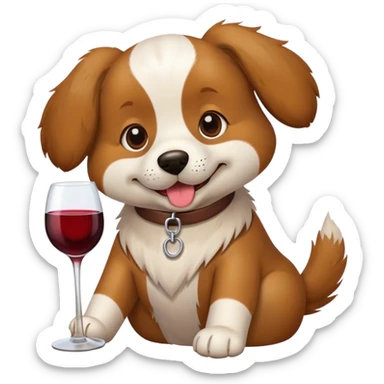 dog drinking wine  sticker