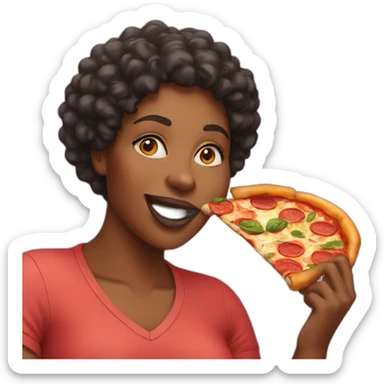 Black women  eating pizza  sticker