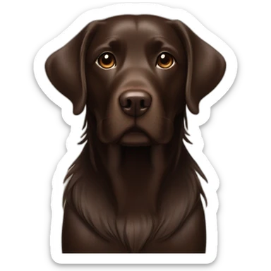 Chocolate labrador playing with long black haired fringe woman sticker