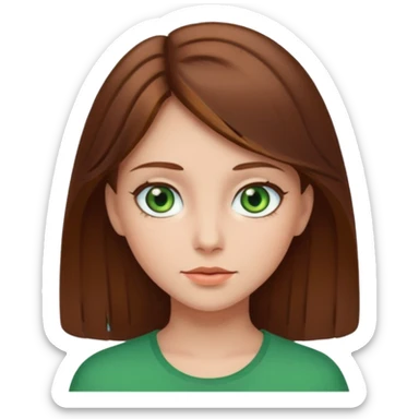 a girl with brown hair and green eyes. sticker