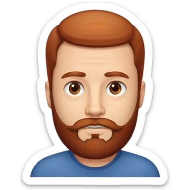 semi balding man with beard. brown eyes and brown/red beard sticker