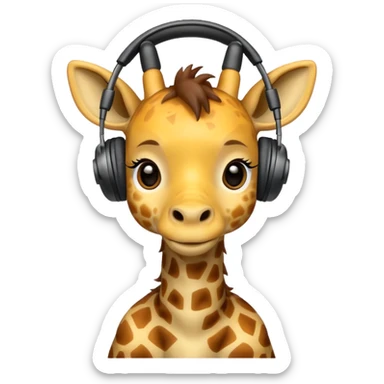 baby giraffe with headphone sticker