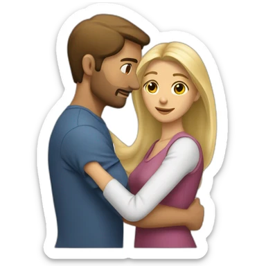 Femme brune et homme blond qui s’embrasse sticker