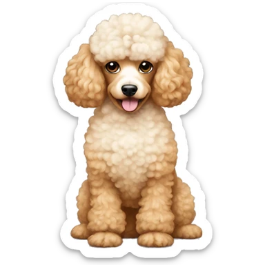 Apricot poodle with white chest sticker