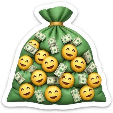 Luxury 3D emoji, overflowing money bag, stacks of cash, premium lighting, rich glossy look, ultra clean, transparent background


 sticker