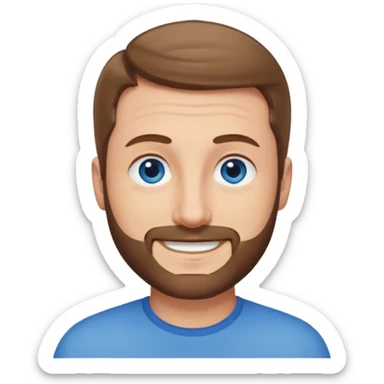 homme yeux bleus presque chauve mais encore avec des cheveux clairsemées et une barbe courte moins de chevaux et sourir sticker