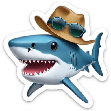 Shark with sunglass, hat tee-shirts, jeans and hat sticker