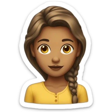 Girl with brown long yellow skin sticker