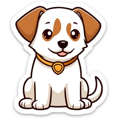 White cute dog with brown eye and brown ear sticker