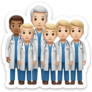 5 doctor staff all men make the differ in age make some space between em sticker