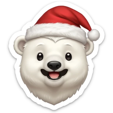 polar bear with christmas hat on sticker