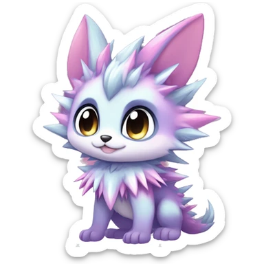 Anthro Scalie Spiky Cool Edgy Magical Shiny Colorful Pastel Sparkle Kemono-style Chibi Fantasy-Animal-Fakémon-Pokémon-Hybrid Fur Sona Aesthetic Full Body sticker