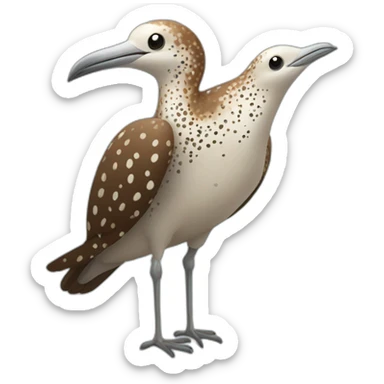 brown speckled sea bird with white spots and long legs sticker