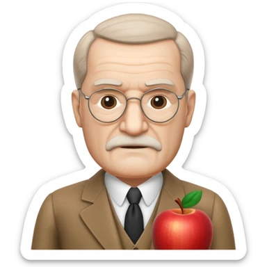 Sigmund Freud: create in exact Apple Memoji style using exact style: apple ios, 3D rendered, with exact words: я промолчу sticker