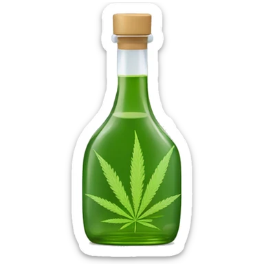 Frasco de aceite con gotero mas hoja de cannabis sticker