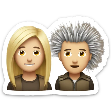A blonde guy and a porcupine mixed sticker