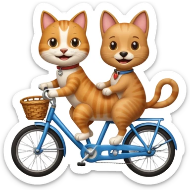 funny cat dog riding bike sticker