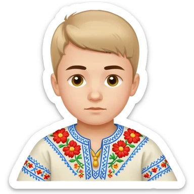 Ukrainian boy in traditional embroidered vyshyvanka shirt sticker