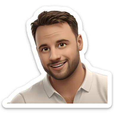 smiling boy in white shirt sticker