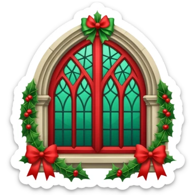 Gothic architecture window with christmas garland sticker