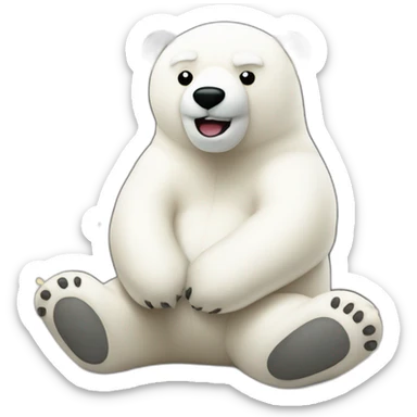 polar bear sitting plush toy explosion sticker