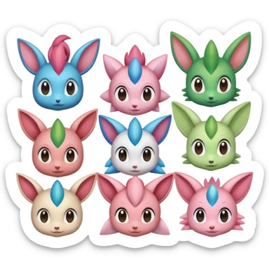  Fey Toony Axew-Celebi-Sylveon-Shaymin sticker