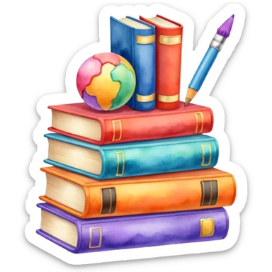 watercolor books and toys sticker