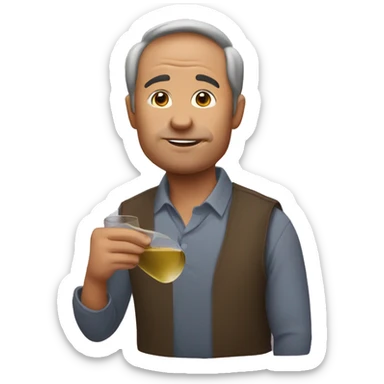  Man drinking wines and eating egg roll sticker