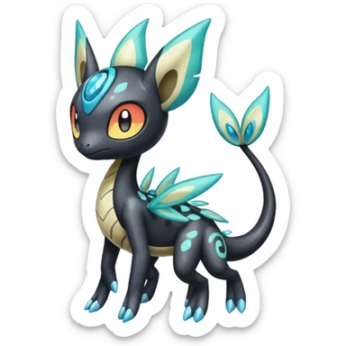 Splash-patterned emotional sparky sparky boom boom painful Meloetta-Guilmom-Salandit-Trico-Pokémon-Fakémon-fusion-hybrid-creature sticker