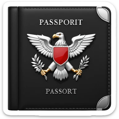 black passport with minimal silver details sticker