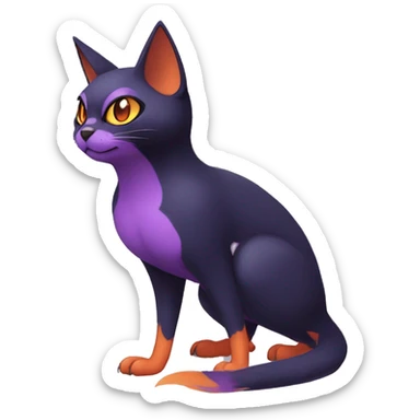 Cool Anthro Black Noibat-Quilava-Cat-Pokémon with orange belly and purple markings Full Body sticker