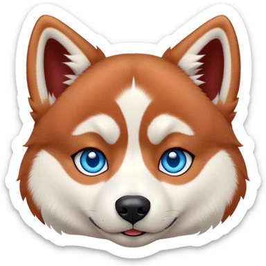 Cute, Disney-style red Siberian husky with blue eyes, laying down sticker
