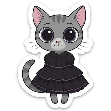 Remove the background and any text from this goth banner, keep it cute, expressive, minimal, in the style of imagen-4-fast-KaUtLiSA10F, with a transparent background. sticker