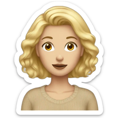 Blonde women beige sweater sticker