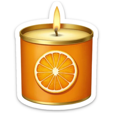 Citrus candle – orange wax in gold tin with slice design sticker