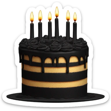 Cake with black frosting and black candles sticker