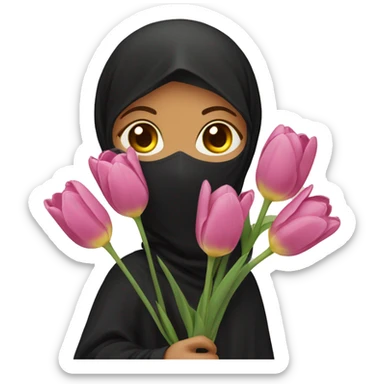 A niqabi with a bouquet of tulips. sticker