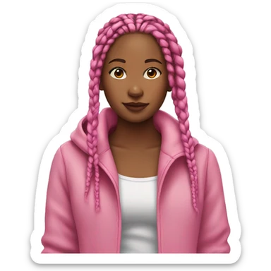 Girl with box braids and pink coat  sticker