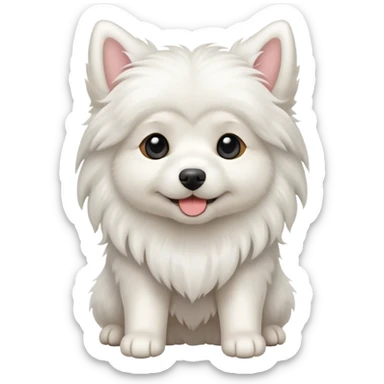 Small pure white long-haired dog sticker